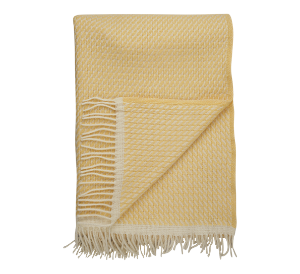 Mello lammeullspledd sitrongul 210x150 cm fra Røros Tweed