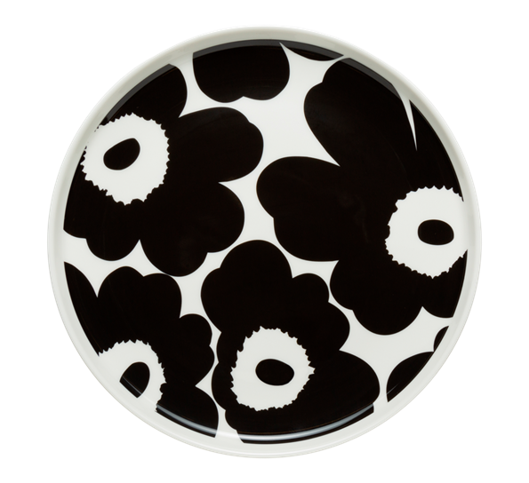 Oiva Unikko asjett 20 cm hvit sort fra Marimekko