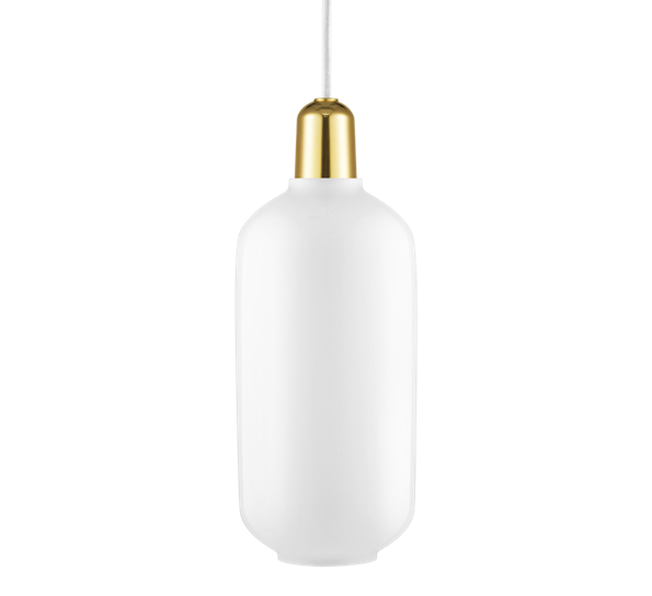 Amp lampe stor hvit messing fra Normann Copenhagen