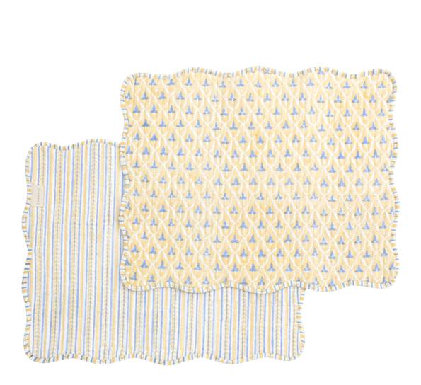 Tulip & Leaf spisebrikke 35x43 cm 2-pk blå gul Chamois