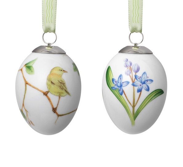 Påskeegg 2018 2Stk Blå Scilla Og Gulsanger fra Royal Copenhagen