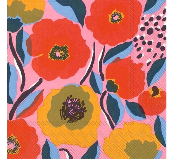 Marimekko Rosarium Rose lunsjservietter Ihr