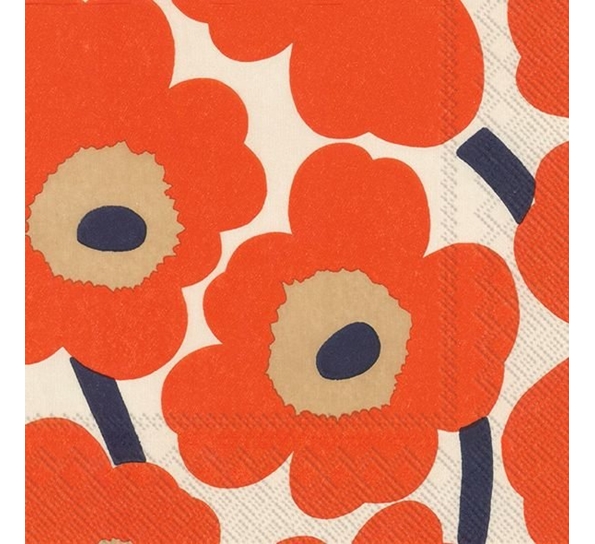 Marimekko Unikko krem røde lunsjservietter Ihr