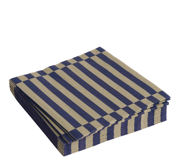 Pattern lunsjservietter striper 20-pk mørkeblå mørk sand fra HAY