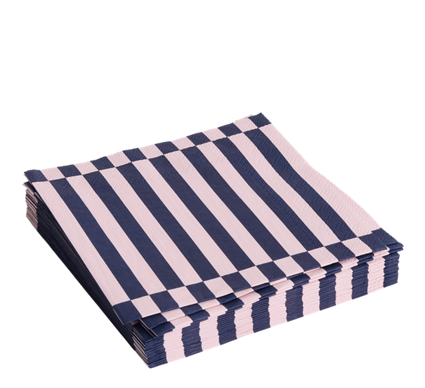 Pattern lunsjservietter striper 20-pk lyserosa mørkeblå fra HAY