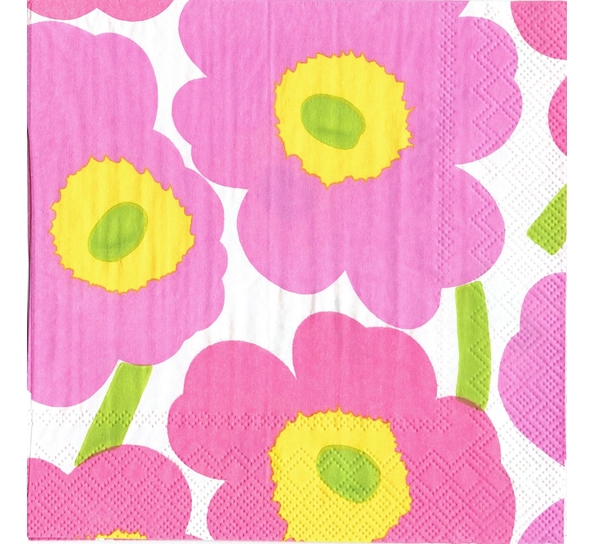 Marimekko Unikko lys rosa lunsjservietter Ihr