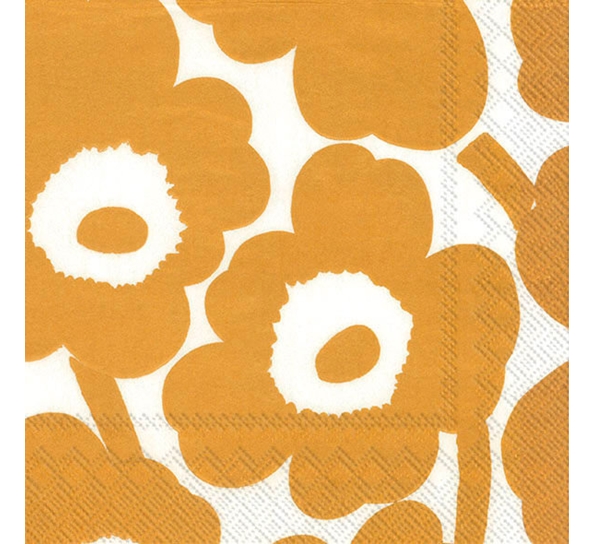 Marimekko Unikko hvite gyldne lunsjservietter Ihr
