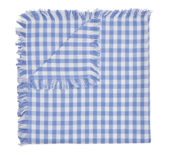 Serviett 50x50 cm med frynser Blue Small Checks ByTiMo