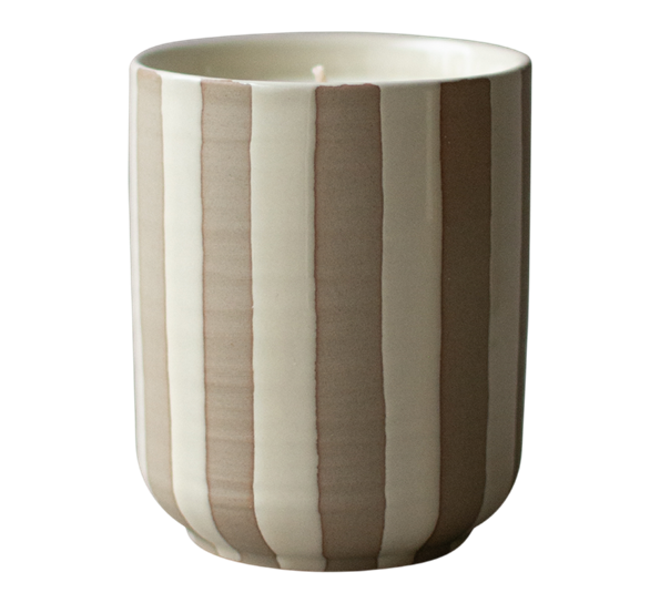 Burn duftlys 10 cm krem med striper DBKD