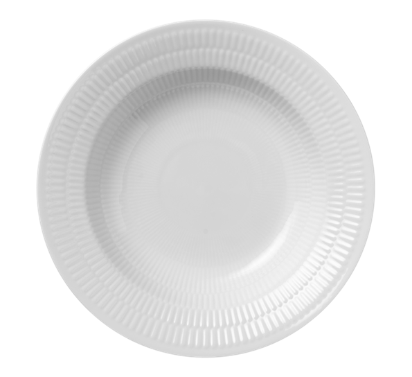 Hvit Riflet tallerken dyp 21 cm fra Royal Copenhagen