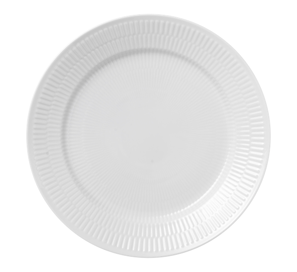 Hvit Riflet tallerken flat 27 cm fra Royal Copenhagen