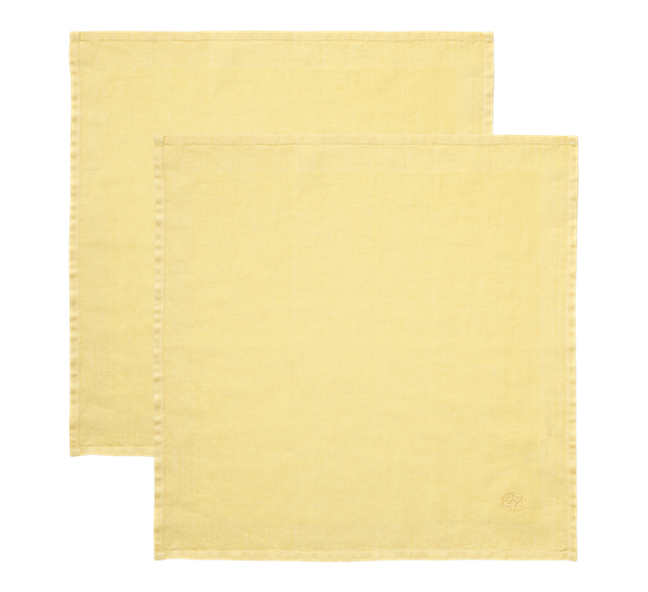 Plain linservietter 2-pk 45x45 cm gul fra Georg Jensen Damask