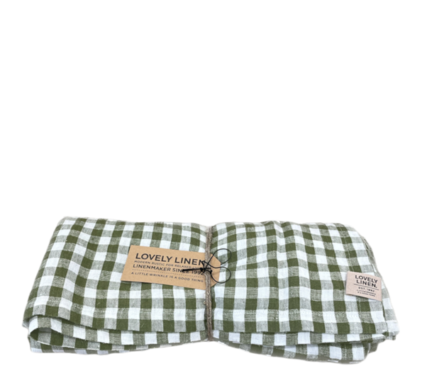 Misty linduk 145X300 cm square Jeep green fra Lovely Linen