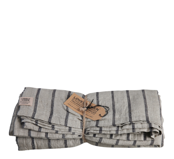 Misty linduk 145x300 cm stripe sort fra Lovely Linen
