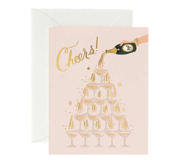 Bryllupskort Champagne tower cheers fra Rifle Paper Co.