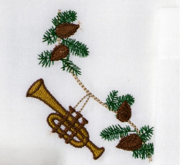 Juleserviett med trompet fra Langkilde & Søn