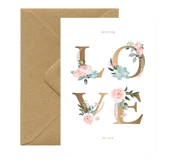 Kort Love letters sending love to you fra Rifle Paper Co.