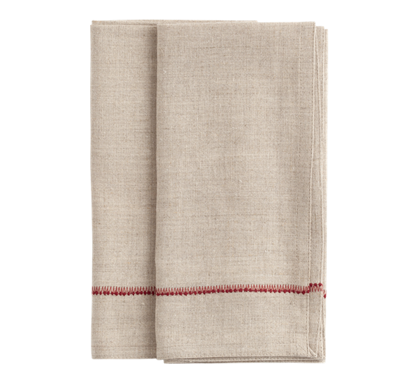 Red linserviette brodert 2-pk 50x50 cm rød fra Chamois