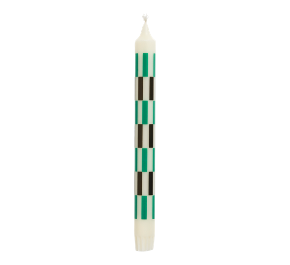Pattern Candle lys 24cm ruter offwhite grønn sort fra HAY