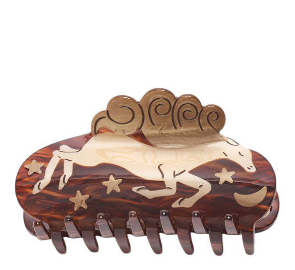 <p>Hårklemme Wild at Heart med hvit hest, måne og stjerner Designforevig accessories</p>
