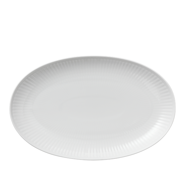 Hvit Riflet asjett oval 23 cm Royal Copenhagen