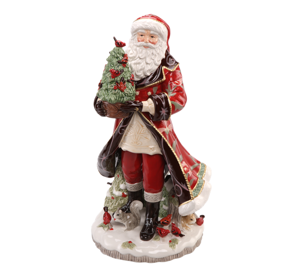 F&F Julenisse med juletre 50 cm rød fra Goebel