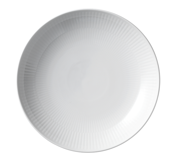 Hvit Riflet dyp tallerken uten kant 25cm Royal Copenhagen