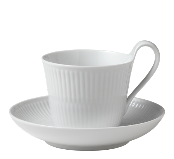 Hvit Riflet kaffekopp med skål 24 cl Royal Copenhagen