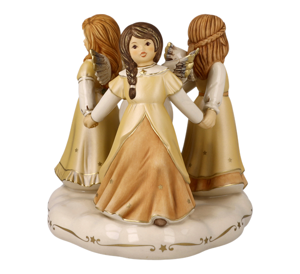 Champagne engel lysestake Heavenly Circle Dance 17,5cm fra Goebel
