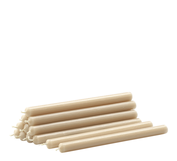 Blomsterlys 18 cm 12-pk beige til Stoff lysestake fra Stoff Copenhagen