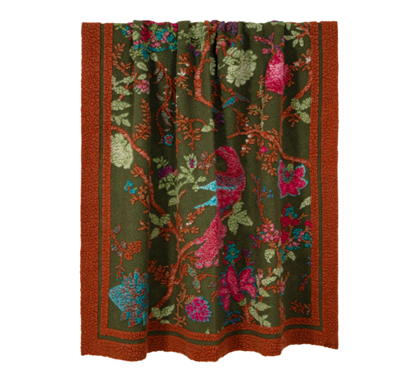 Paradisiaco verde merinoullpledd 150x190 cm grønn oransje fra Frati Home