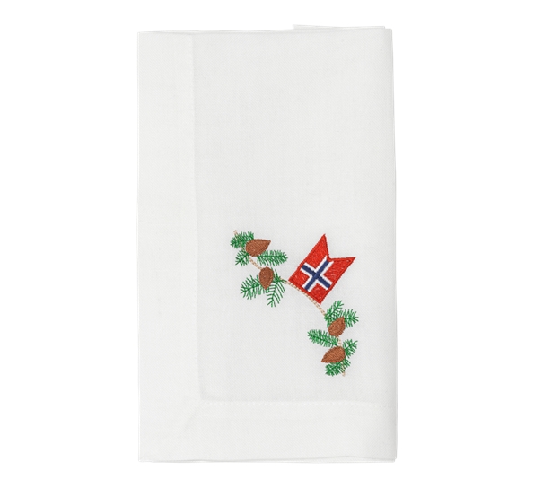 Juleserviett med norsk flagg fra Langkilde & Søn