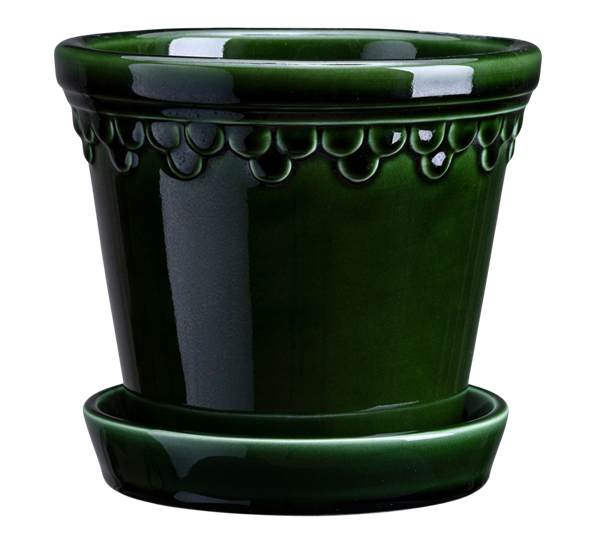 Københavner blomsterkrukke m fat glasert ø21 cm smaragdgrønn fra Bergs Potter