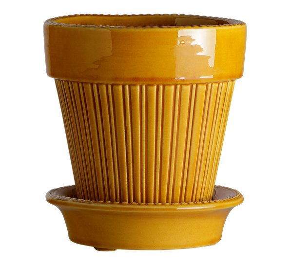 Simona blomsterkrukke m fat 16 cm yellow amber fra Bergs Potter