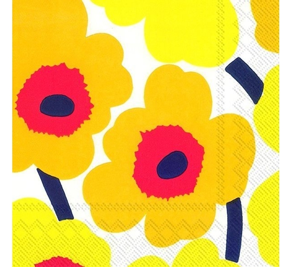 Marimekko Unikko mellomgule kaffeservietter Ihr