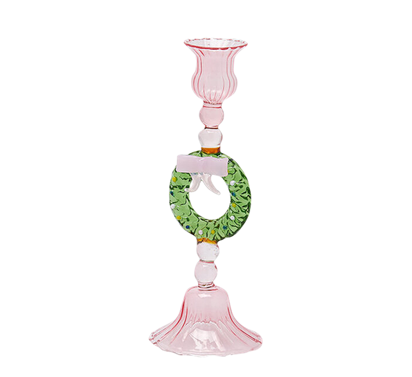 Lysestake krans 22 cm rosa EDG Enzo de Gasperi