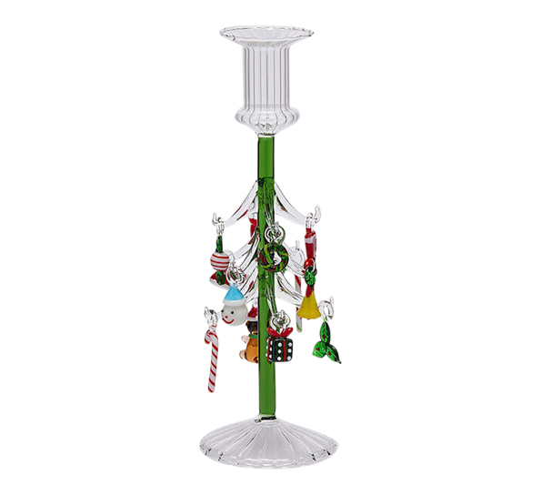 Lysestake juletre med dekor h25 cm grønn EDG Enzo de Gasperi