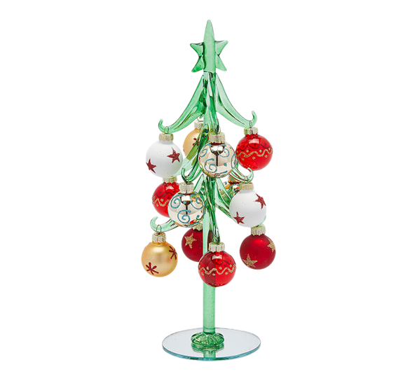 Juletre i glass med julekuler 26 cm EDG Enzo de Gasperi