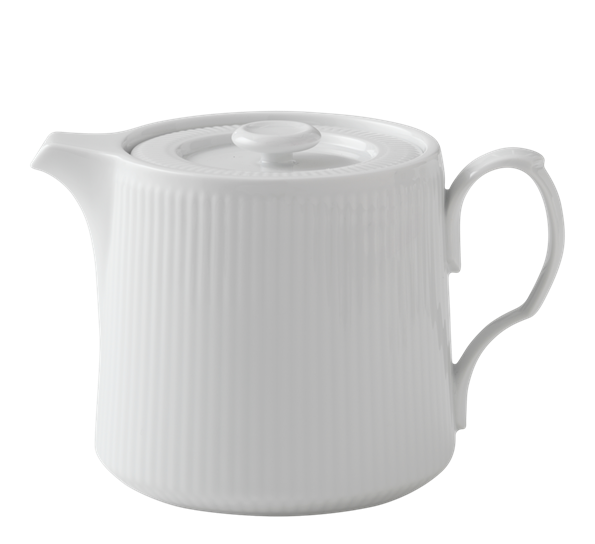 <p>Hvit riflet tekanne&nbsp;med lokk 0,75 L Royal Copenhagen</p>
