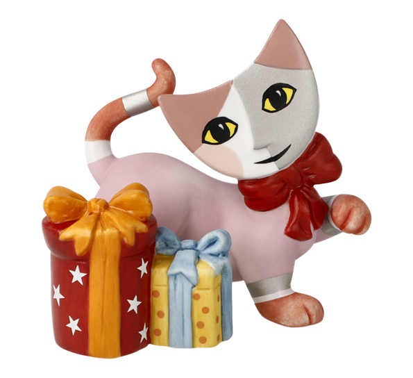 Katt Bella med gaver 7,5 cm Goebel
