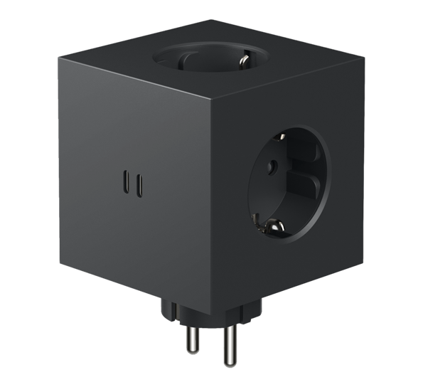 Square 2 Stockholm Black uttaksforlenger 30W dobbel USBC Avolt