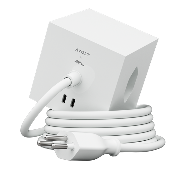 Square 1 Opal White skjøteledning 1,8m med USBC 30W og magnet Martinelli Luce Avolt