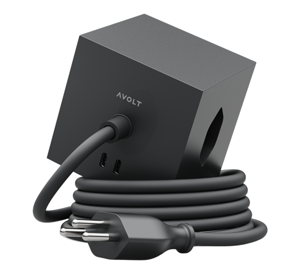 Square 1 Stockholm Black skjøteledning 1,8m med USBC 30W og magnet Avolt