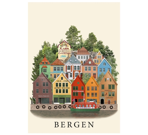 Postkort A6 Bergen II Martin Schwartz