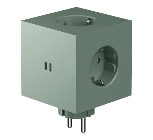 Square 2 Oak Green uttaksforlenger 30W dobbel USBC Avolt