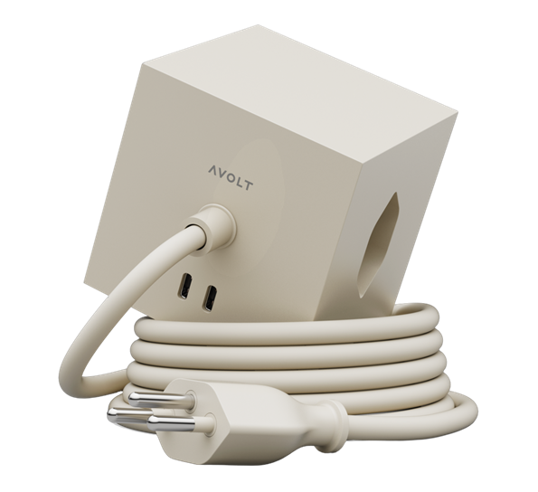 Square 1 Nomad Sand skjøteledning 1,8m med USBC 30W og magnet Avolt