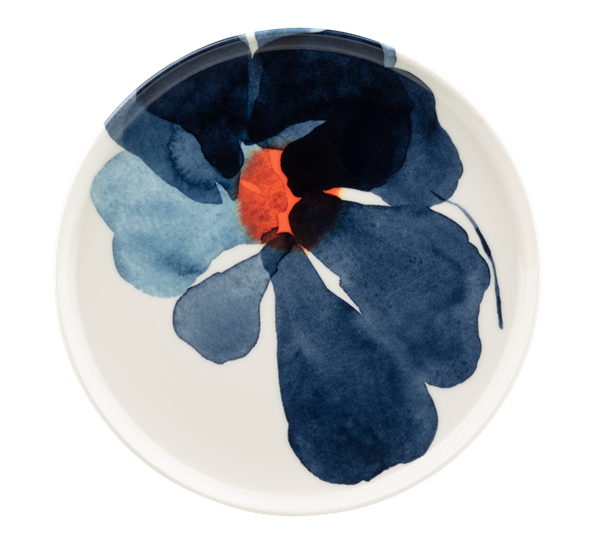 Valssi asjett 20 cm hvit blå oransje Marimekko