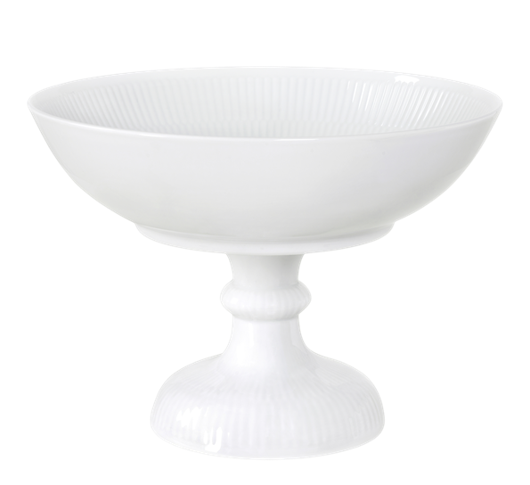 Hvit Riflet skål på fot 15 cm Royal Copenhagen
