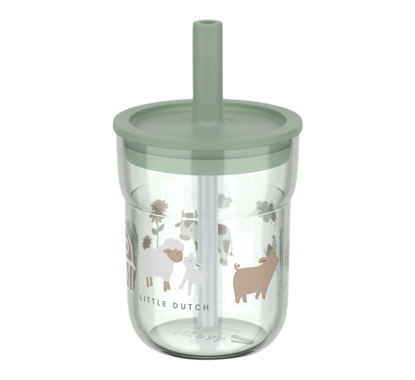 Mio barneglass med sugerør 250ml Little Farm fra Mepal