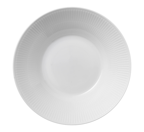 Hvit Riflet tallerken dyp 24 cm Royal Copenhagen